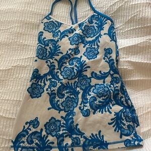 lululemon athletica Blue and White Tank Top
